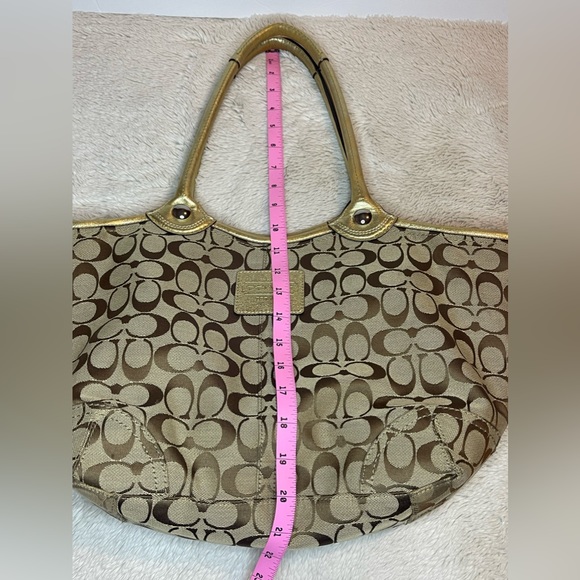 Coach Bleecker Signature Tote Gold Khaki - Picture 3 of 15